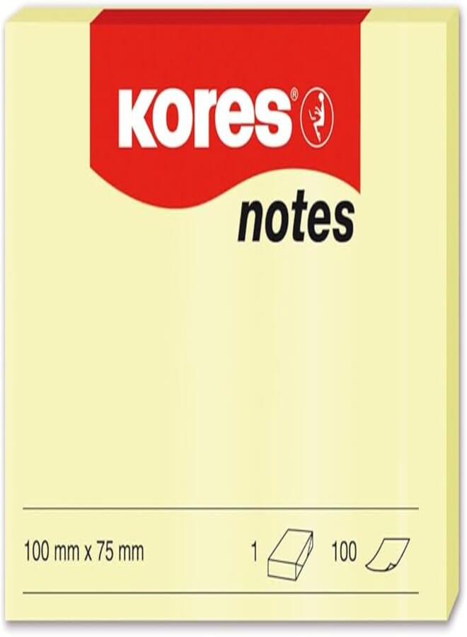 Kores HOPAX-Stick'n 21009 Sticky Note 76X127 mm - Yellow, 100 Sheets, 3 * 5inch